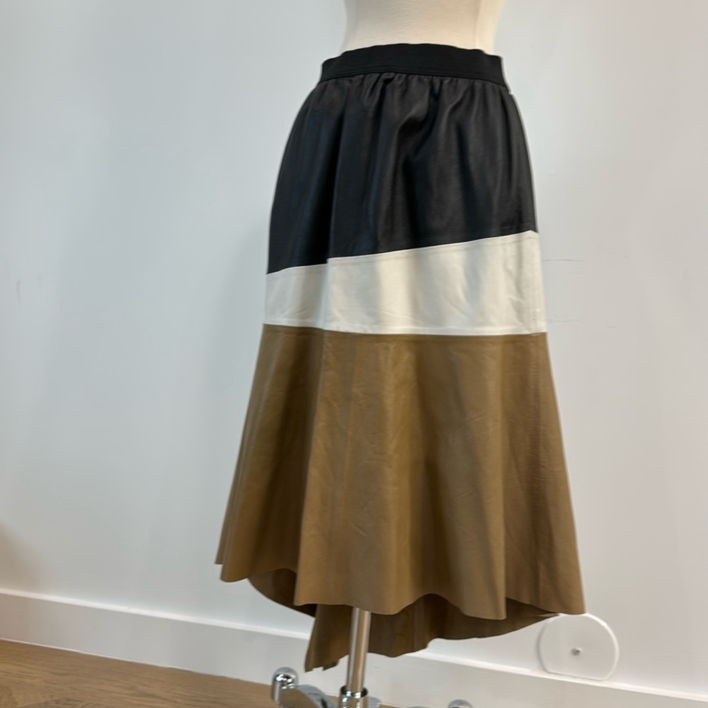 Designers Remix leather color block skirt